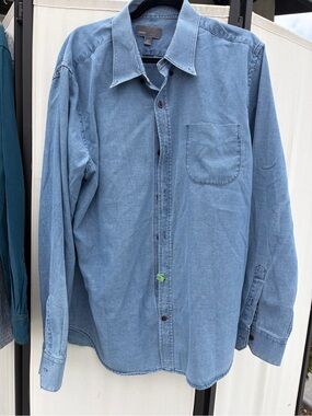Vince Light Blue Denim Button-Down Shirt